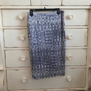 Matty M Gray Geometric Pencil Skirt